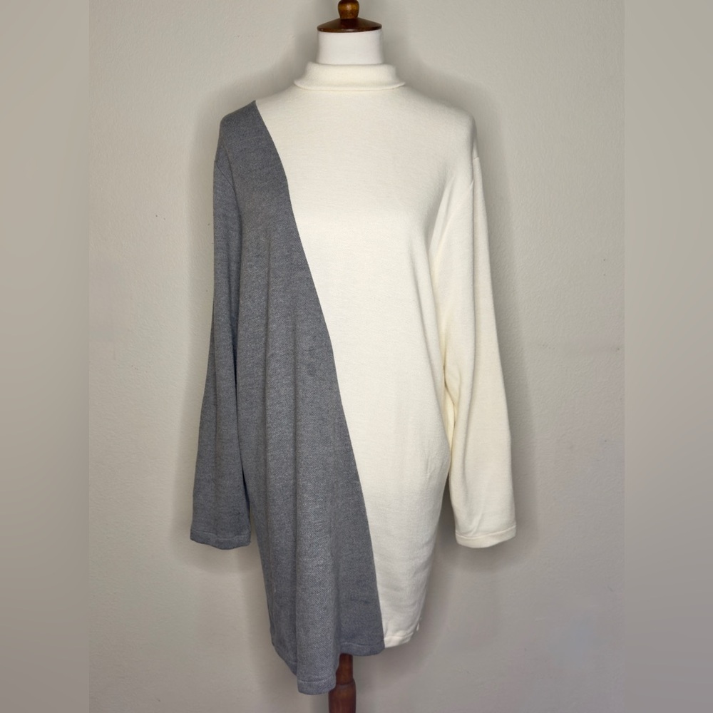 Zara Cream and Gray Sweater Dress NWT M